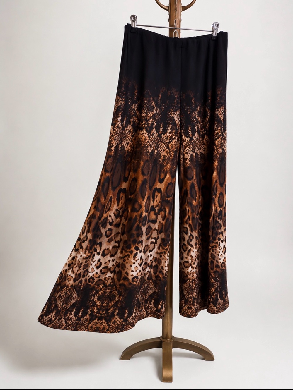 Marc Bouwer unlimited Black and Brown Animal-Print Wide Leg Pants